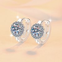 Round Minimalist Ear Buckles Women's 1CT Moissanite PT950 Platinum - Sleek round design, 1CT sparkle, daily office wear