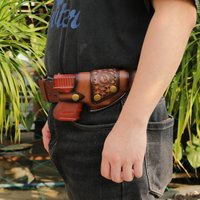 Tourbon Shooting Leathe Holster Pistol Belt Holder Handgun Cross Draw OWB Carrier Fits 4.5" Gun Barrel Brown Hunting
