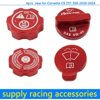 Aluminium Engine Oil Cap Radiator Water Tank Cover Trim Red for Corvette C8 2020-2024 New Engine Cap Cover Set Accessories