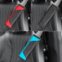PU Leather Safety Seat Belt Carbon Fiber Shoulder Cover Soft Breathable Protection Padding Pad Car Interior Accessories