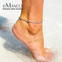 eManco For Women Foot Accessorie Summer Beach Barefoot Sandals Bracelet Silver Color Rope Chain Link Anklets Stainless Steel