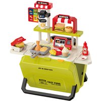 Barbecue Trolley Children's Kitchen Play Set Tableware Bbq Miniature Things Food Candy Suitcase Role-Playing Toys for Girls Kids
