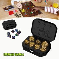 USB Rechargeable LED Light Up Dice 7PCS Set Glowing Polyhedral RPG DND Table Game Dice with Multiple Colors Modes for Adults