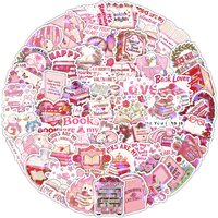 10/30/50pcs Cute Pink Bookish Cartoon Stickers Valentine's Day Reading Book Sticker DIY Suitcase Phone Notebook Decals Packing