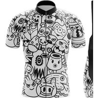 AliExpress NONE 2025 Team Cycling Jersey Set Short Sleeve Cartoon Bicycle Clothing Men Black MTB Maillot Ciclismo Bike Racing Bib Shorts Set