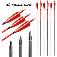 Orange Pure Carbon Arrow ID6.2mm 33 Inch for Archery Hunting Shooting Compatible Recurve / Compound Bow