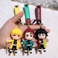 Cute Demon Slayer 3D Figure Keychain, Anime Characters PVC Pendant, Bag Car Key Ring Accessories Gift for Fans