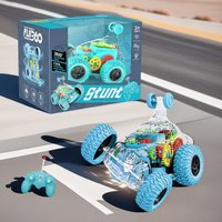 Four-way remote control electric dump truck wireless remote control cool stunt transparent gear rotating car children's toy car