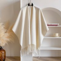 Winter Women Poncho Warm Shawl Double Sided Designer Thickening Blanket Luxury Scarf Female Cloak Cashmere Pashmina Cape Stole