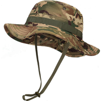 New Camo Tactical Bonnie Hat, Wide Brim UV Protection Outdoor Bucket Cap, Windproof Sun Hat for Fishing Hiking Camping Hunting