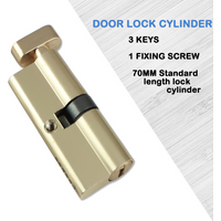 70 Lock Cylinder With 3 Keys Wooden Door Lock Cylinder Anti-Theft Entrance Alloy Door Lock Indoor Door Lock Lengthened Core