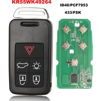 jingyuqin 433/868/902MHz KR55WK49266 Car Remote Key For VOLVO XC60 XC90 S90 S60 2009-2014 PCF7953 Auto Keyless Go Smart 5WK49224