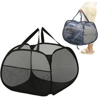 Portable Collapsible Dirty Clothes Hamper Mesh Large Capacity Dirty Clothes Bin Ventilated Foldable Washing Basket Storage