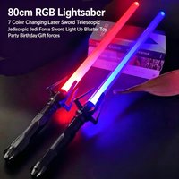 80cm RGB Telescopic Lightsaber 7 Color Laser Sword Light Up Jedi Force Toy Gift for Boys Kids 1/5/10PCS