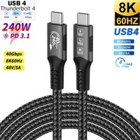 8K Type C Cable 40Gbps 240W PD3.1 QC4.0 60Hz Standard USB4 For Samung Thunderbolt 4 Fast Charging Cable USB C to C Data Transfer