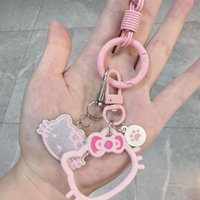 Ins Style Three-dimensional Hello Kitty Keychain Girl Bag Pendant Creative Girl Heart Pendant Kt Cat Pendant Decor Keyring Toy