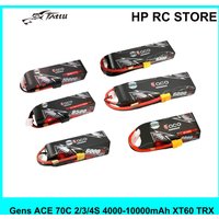 Tattu Gens ACE 70C 2/3/4S 4000-10000mAh lithium battery with XT60 TRX connector, suitable for RC cars.