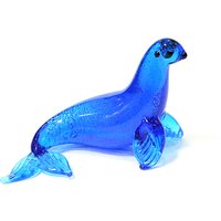 Silver Foil Murano Glass Sea Lion Mini Figurines Cute Marine Animal Ornament Home Aquarium Decor New Year Birthday Gift For Kids