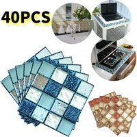 40pcs/set Self Adhesive Wall Sticker Three Dimensional Waterproof Mosaic Tile Wallpaper Art Decals for Living Room Bedroom Home
