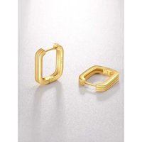 ANDYWEN 925 Sterling Silver Gold Plain Square Hoops Earring Circle Women Rock Punk Clips Pendientes Round Huggies Fine Jewels