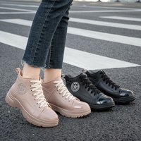 High top women's rain boots lady shoes platform waterproof women's wellies non-slip rainshoes outdoor casual lace up rainboot