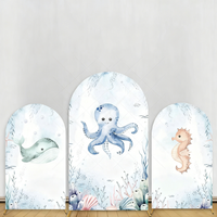 Marine Life Seahorse Whale Octopus Blue Theme Custom Children Birthday Party Arch Background Decoration Photography Banner Props
