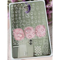 1Pc 15*10cm Hello Kitty Stamping Plate Nail Stickers Cartoon Kitty Cat Bow Nail Printing Templates DIY Decals Nail Decoration