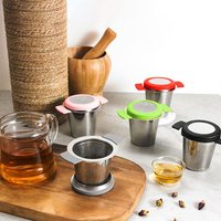 Stainless Steel Tea Infuser with Lid Reusable Mesh Cup Strainer Loose Leaf Spice Filter for Teapots Mugs Cup to Steep Tea Coffee