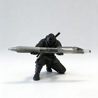 1Pc Creative Ninja-Style Single Kneeling Knight Pen Holder Armor Knight Kneeling Figurine Pen Holder Desktop Stand Storage Decor
