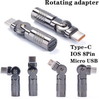 USB Type-C 180 Degree Rotating Adapter Type C Male To Micro USB Female Connector Converter 27W 60W Fast Charger Data Cable Cord