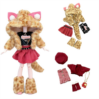 OB11 Doll Sexy Plush Leopard Print Jacket Outfit 16 17cm Doll Clothing 1/8 BJD Doll Casual Daily Wear Dress Pants Bag Clothes