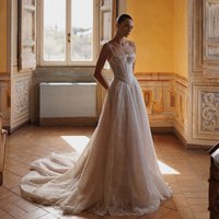Eightree Elegant Princess Wedding Dresses Spaghetti Straps Lace Pearls Bridal Dress Formal Wedding Ball Prom Gowns Customized