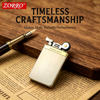 Zorro Windproof Ultra-thin Pure Copper Lighter Vintage Engraved Wheel Metal Lighter Men's Smoking Accessories Gadgets