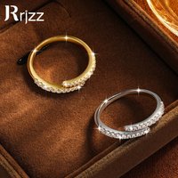 Rrjzz D Color Full Moissanite Half Eternity Band Ring GRA Round Lab Imitation Diamond Women Adjustable Open Rings Jewelry Gifts