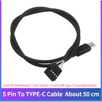 50CM 5Pin to TYPE-C Cable for Computer Mainboard Data Cable for 3.5 inch 5 inch USB Type-C Secondary Screen