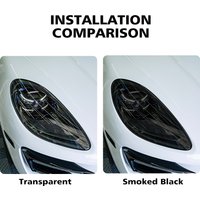 Car Headlight Film for Porsche Macan Cayenne Macan EV Anti-Scratch Smoke Black TPU PPF Pre Cut Vinyl Wrap Kit for Auto Light