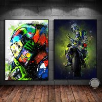 Valentino Rossies Motorcycle Racer Poster and Prints Wall Canvas Sports Car Art Motorcycle Painting for Living Room Home Dec