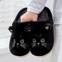 2025 New Winter Plush Slippers - Cat Pattern Couple House Shoes, Cozy Furry Indoor Slides for Women & Men, Non-Slip Home Booties