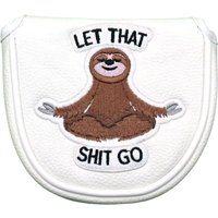 White Golf Mallet Headcover with Sloth Let That Shit Go Design , Golf Accessories for Enthusiasts Great Christmas Gift