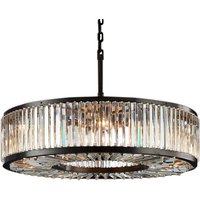 LED Retro American Black Round Crystal Hanging Lamps Chandelier Lighting Lustre Suspension Luminaire Lampen For Living Room