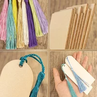 20pcs 2026 DIY Wooden Bookmark Kit Unfinished Wood Craft Bookmarks with Laser Cut Hooks Square Tags And 12 Tassels Random Color