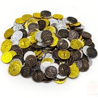 100PCS Retro Pirate Coin Party Supplies Gift Kids Favor Birthday Toys Halloween Decor Fake Treasure Plastic Game Coin