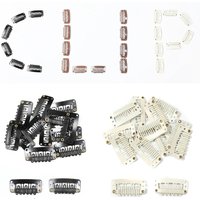 20 Pcs U-teeth Beige/Brown/Black Hair Extension Clips Hair Extension Wigs Snap Clips Comb Small Snap Wig Accessories Clips