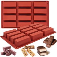 1PC 9/12 Grids Rectangle Silicone Candy Molds For Baking Bakeware Chocolate Candy Protein Bar DIY Baking Mold Home Kitchen Tools