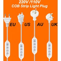 EU/US/AU/UK Plug Dimmer Timer Switch Power Supply for 110V/220V 10mm COB LED Strip Light with ON/OFF Control