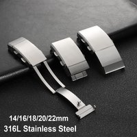 Watch Clasp 14mm 16mm 18mm 20mm 22mm 316L Stainless Steel Adjustable Watch Button Extendable Metal Buckles Watch Accessories