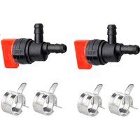 6Pcs/set 1/4" InLine 90 Degree Fuel Gas Cut-Off Shut-Off Valve for Briggs and Stratton 698181with Clamps for Tecumseh 35857&4