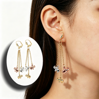 Fashion Exquisite Three Tone Elephant Tassel Dangle Earrings for Women Elegant Luxury Banquet Vacation Jewelry Accessories Gifts