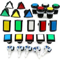 Arcade Game Push Button 12V Led Bulb Square Round Rectangular Triangle With 24mm Screw For Pinball Parts Swing Machine DIY
