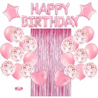 Happy Birthday Party Decoration Five Pointed Star Heart Shaped Glitter Balloon Set Birthday Party Decoration Supplies